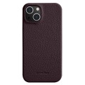 MELKCO Skórzane Etui Obudowa Plecki do iPhone 15 Plus fioletowe