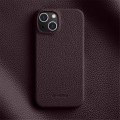 MELKCO Skórzane Etui Obudowa Plecki do iPhone 15 Plus fioletowe