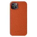 MELKCO Skórzane Etui Obudowa Plecki do iPhone 15 Plus pomarańczowe