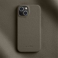 MELKCO Skórzane Etui Obudowa Plecki do iPhone 15 Plus szare