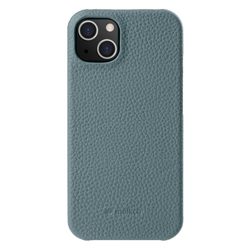 MELKCO Skórzane Etui Obudowa Plecki do iPhone 15 Plus niebieskie