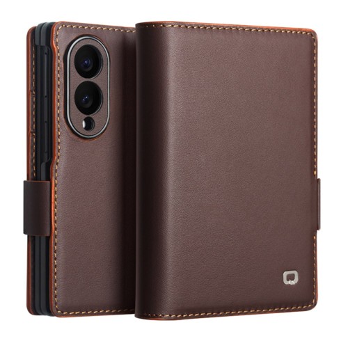 QIALINO Eleganckie Skórzane Etui do Samsung Galaxy Z Fold8 brązowe