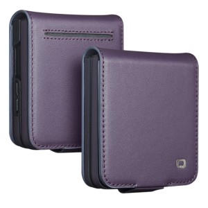 QIALINO Eleganckie Skórzane Etui do Samsung Galaxy Z Flip8 fioletowe