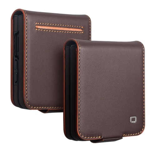 QIALINO Eleganckie Skórzane Etui do Samsung Galaxy Z Flip8 brązowe
