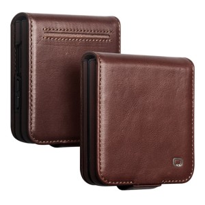 QIALINO Biznesowe Skórzane Etui do Samsung Galaxy Z Flip8 brązowe