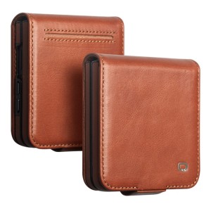 QIALINO Biznesowe Skórzane Etui do Samsung Galaxy Z Flip8 brązowe