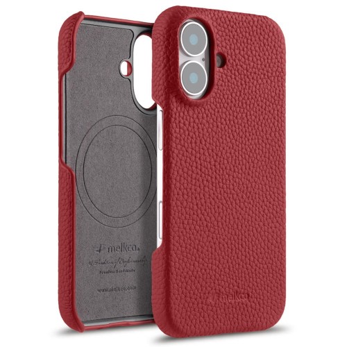 Skórzane Etui Plecki Melkco do iPhone 16 Plus MagSafe czerwone