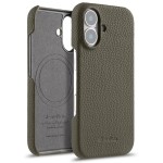 Skórzane Etui Plecki Melkco do iPhone 16 Plus MagSafe szare