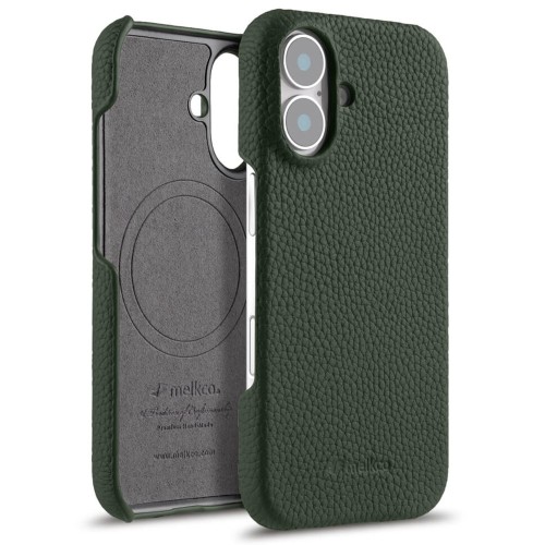 Skórzane Etui Plecki Melkco do iPhone 16 Plus MagSafe zielone