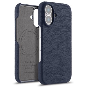 Skórzane Etui Plecki Melkco do iPhone 16 Plus MagSafe granatowe