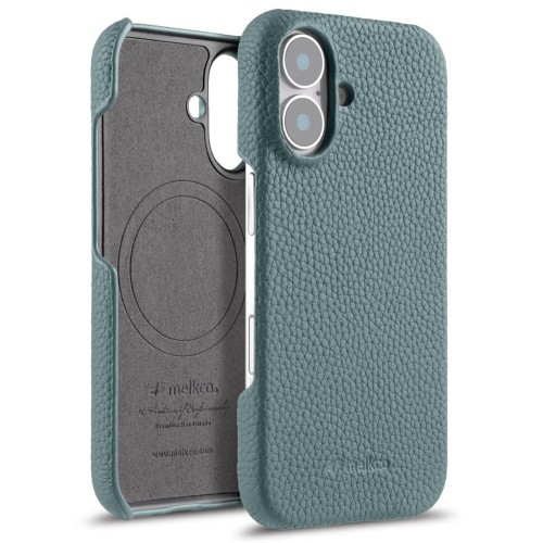 Skórzane Etui Plecki Melkco do iPhone 16 Plus MagSafe niebieskie