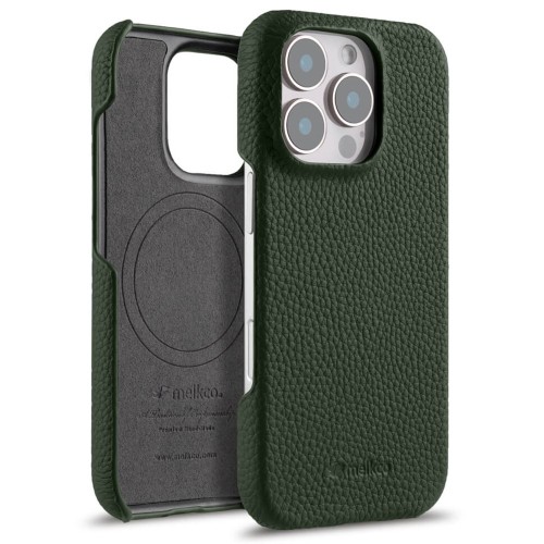 Skórzane Etui Melkco do iPhone 16 Pro MagSafe zielone