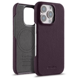 Skórzane Etui Melkco do iPhone 16 Pro MagSafe fioletowe