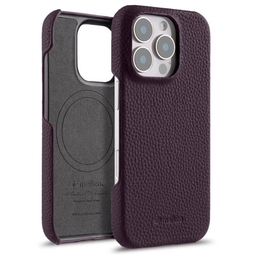 Skórzane Etui Melkco do iPhone 16 Pro MagSafe fioletowe