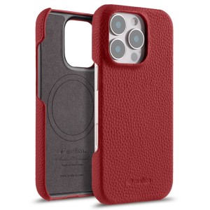 Skórzane Etui Melkco do iPhone 16 Pro MagSafe czerwone