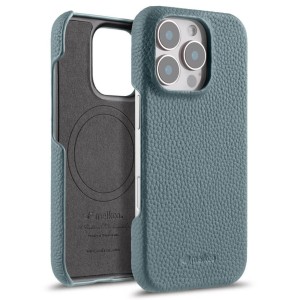 Skórzane Etui Melkco do iPhone 16 Pro MagSafe niebieskie