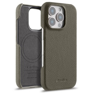 Skórzane Etui Melkco do iPhone 16 Pro MagSafe szare