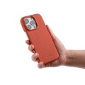Skórzane Etui Melkco do iPhone 16 Pro MagSafe pomarańczowe