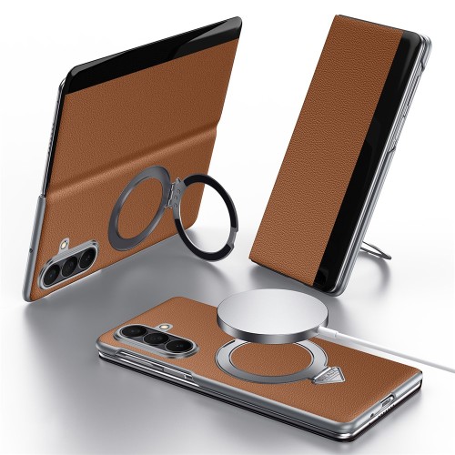 Skórzane Etui SULADA do Samsung Galaxy Z Fold7 brązowe