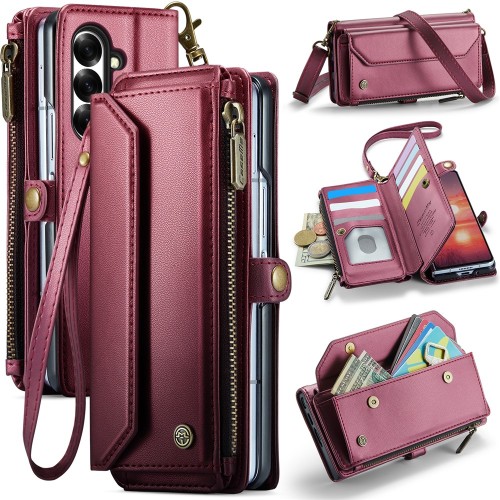 CASEME Etui Pokrowiec Portfel do Samsung Z Fold7 czerwony