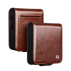 QIALINO Biznesowe Skórzane Etui do Samsung Galaxy Z Flip8 brązowe