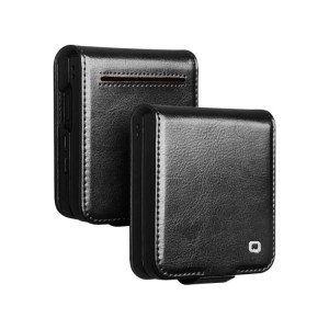 QIALINO Biznesowe Skórzane Etui do Samsung Galaxy Z Flip7 czarne