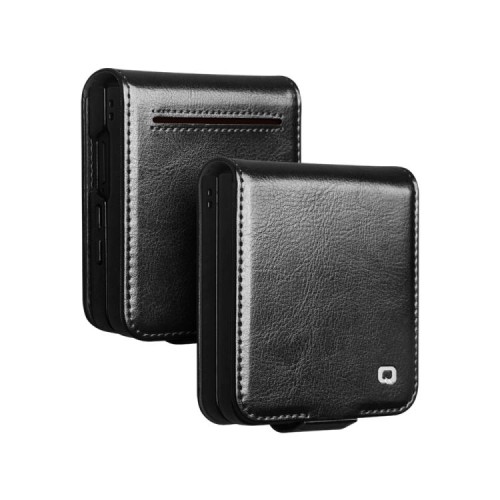 QIALINO Biznesowe Skórzane Etui do Samsung Galaxy Z Flip7 czarne
