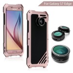 Aluminiowe Pancerne Etui Samsung Galasy S7 Edge + Obiektywy złoty róż