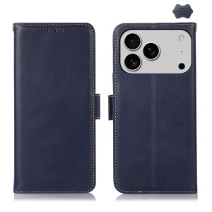 Skórzane Etui Pokrowiec RFID do iPhone 18 Pro niebieskie