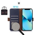 Skórzane Etui Pokrowiec RFID do iPhone 18 Pro niebieskie