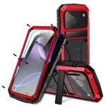 R-JUST Pancerne Etui Antywstrząsowe do iPhone 18 Pro Max czerwone