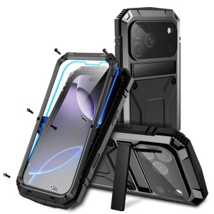 R-JUST Pancerne Etui Antywstrząsowe do iPhone 18 Pro czarne