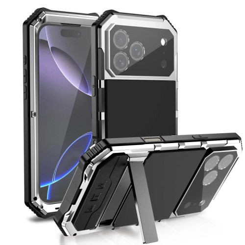 R-JUST Pancerne Etui Antywstrząsowe do iPhone 18 Pro srebrne
