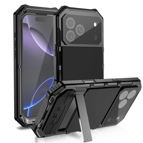 R-JUST Pancerne Etui Antywstrząsowe do iPhone 18 Pro czarne