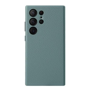 MELKCO Skórzane Etui Plecki Obudowa do Samsung Galaxy S24 Ultra niebieskie