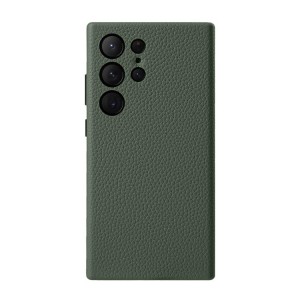 MELKCO Skórzane Etui Plecki Obudowa do Samsung Galaxy S24 Ultra zielone