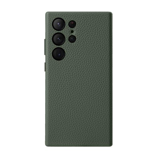 MELKCO Skórzane Etui Plecki Obudowa do Samsung Galaxy S24 Ultra zielone