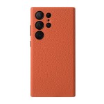 MELKCO Skórzane Etui Plecki Obudowa do Samsung Galaxy S24 Ultra pomarańczowe