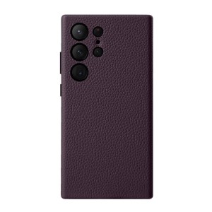 MELKCO Skórzane Etui Plecki Obudowa do Samsung Galaxy S24 Ultra fioletowe