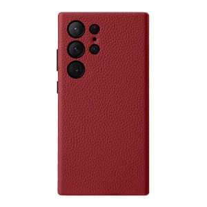 MELKCO Skórzane Etui Plecki Obudowa do Samsung Galaxy S24 Ultra czerwone