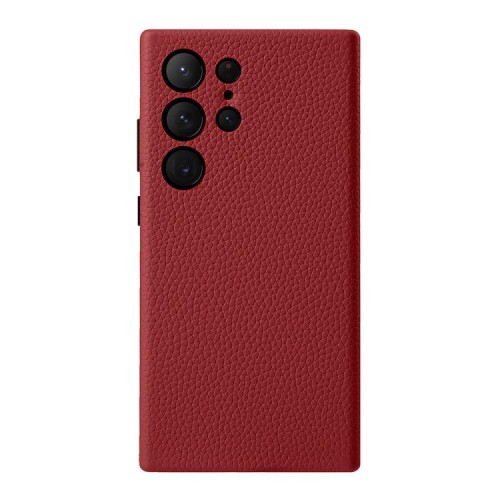 MELKCO Skórzane Etui Plecki Obudowa do Samsung Galaxy S24 Ultra czerwone