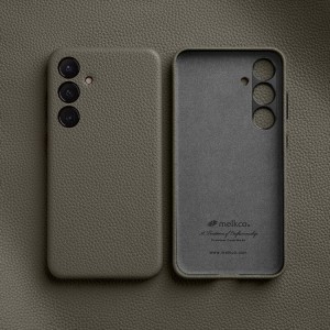 MELKCO Skórzane Etui Plecki Obudowa do Samsung Galaxy S24+ szare