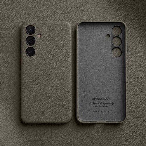 MELKCO Skórzane Etui Plecki Obudowa do Samsung Galaxy S24+ szare