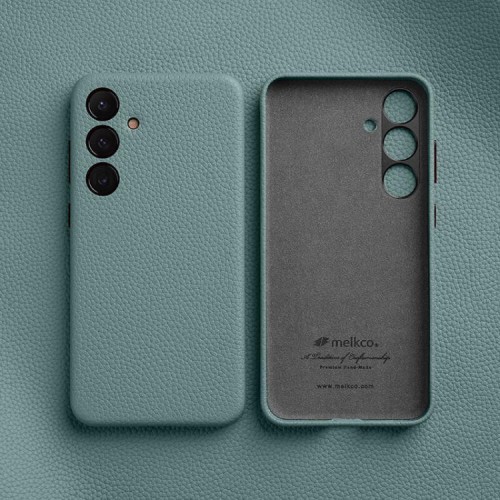 MELKCO Skórzane Etui Plecki Obudowa do Samsung Galaxy S24+ niebieskie