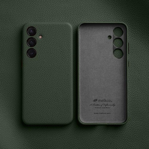 MELKCO Skórzane Etui Plecki Obudowa do Samsung Galaxy S24+ zielone