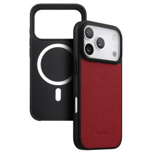 MELKCO Skórzane Etui Obudowa Plecki do iPhone 18 Pro Max czerwone