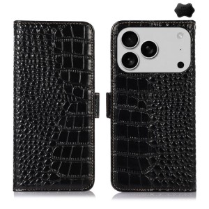 Eleganckie Skórzane Etui Pokrowiec do iPhone 18 Pro Max czarne