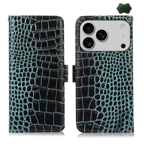 Eleganckie Skórzane Etui Pokrowiec do iPhone 18 Pro Max zielone
