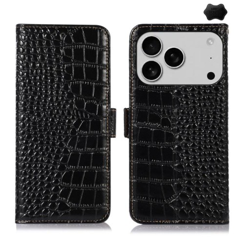Eleganckie Skórzane Etui Pokrowiec do iPhone 18 Pro czarne