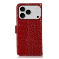 Eleganckie Skórzane Etui Pokrowiec do iPhone 18 Pro czerwone